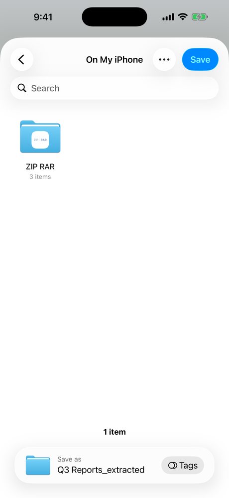 Saving extracted files from the app